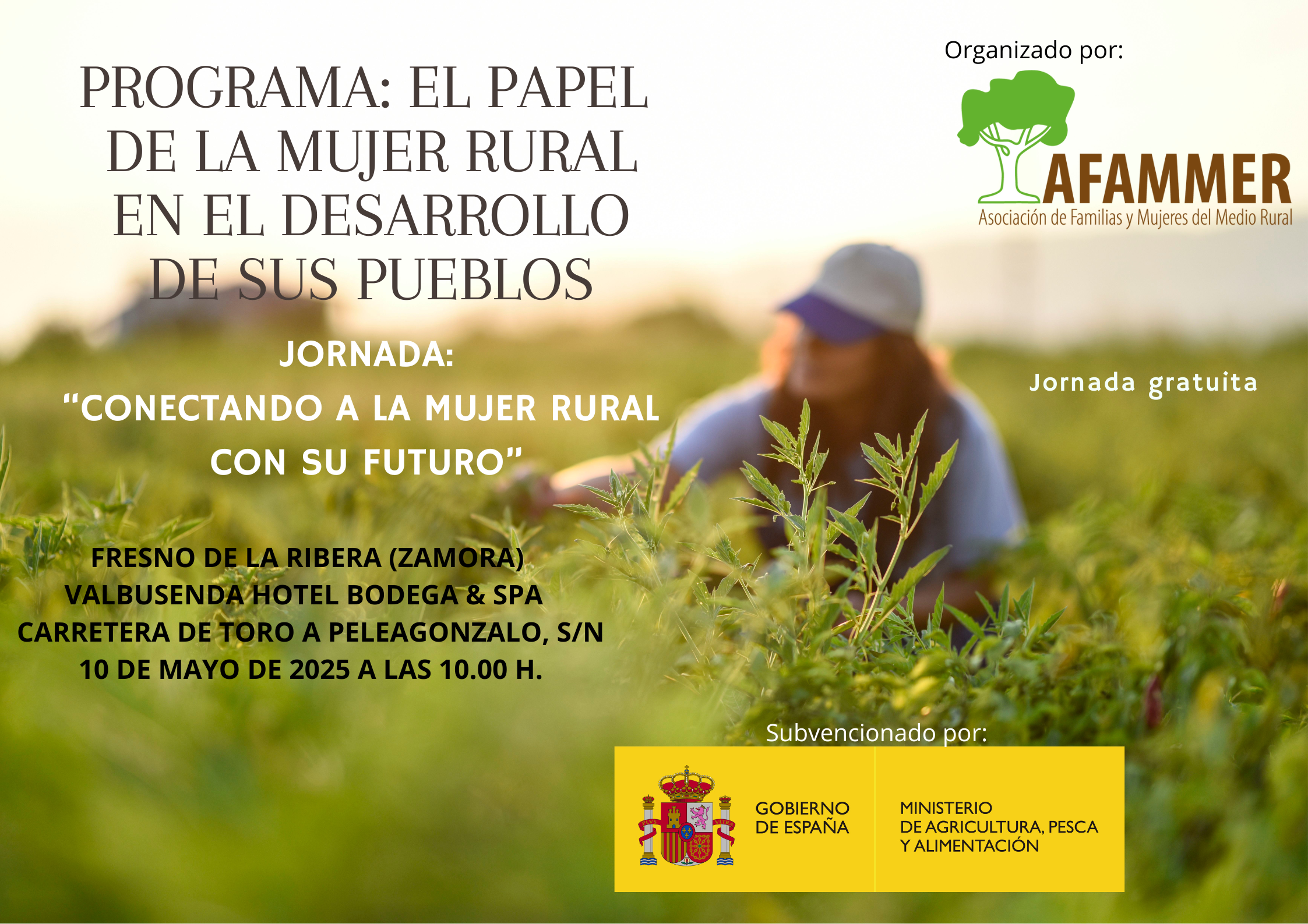 Poster for the AFAMMER Rural Women's Day in Fresno de la Ribera